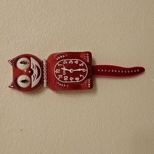 Jeweled Scarlet Red Lady Kit-Cat Klock clock SUPER RARE